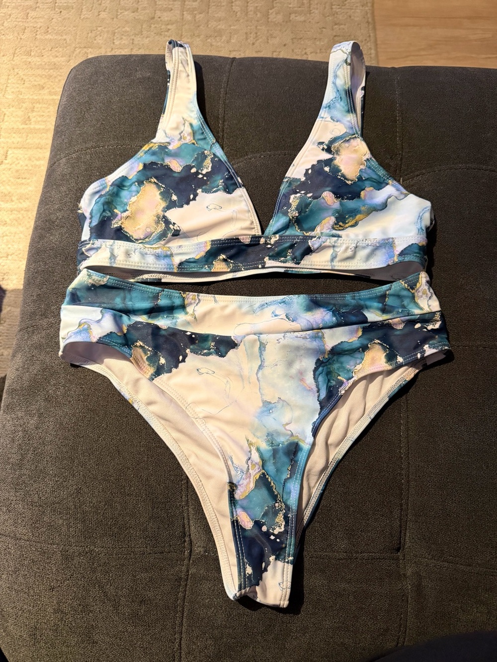 Marbled Blue & White Bikini Set
